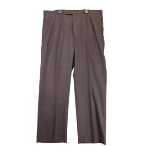Vtg 1960s Coach & Fare Brown Plaid Slacks Men's 38x30 Hubbard Suspender Buttons